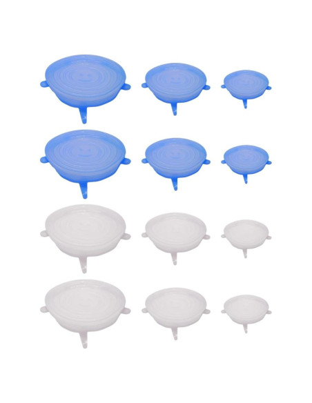 Tapas de Silicona Estirables Gadgetime USA - Paquete de 12 Tapas de Silicona Estirables Gadgetime USA - Paquete de 12