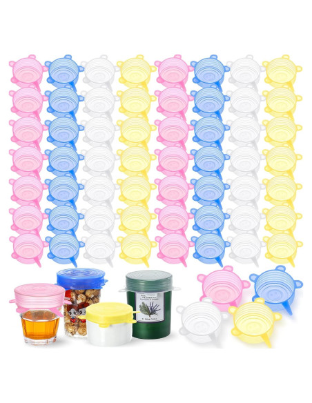 60 Tapas de Silicona Estirables Nuogo 6.5-8.4 cm Reutilizables 60 Tapas de Silicona Estirables Nuogo 6.5-8.4 cm Reutilizables