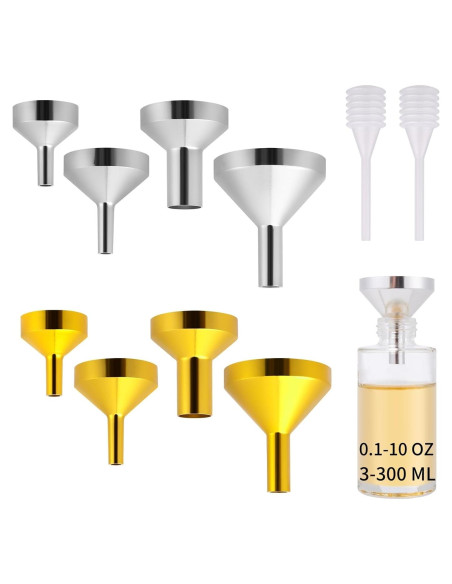 Embudos Metálicos Pequeños 4 Piezas con Mini Pipetas 18-35 mm Embudos Metálicos Pequeños 4 Piezas con Mini Pipetas 18-35 mm