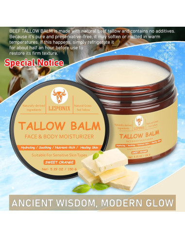 Bálsamo Hidratante Facial LEPONIX 150g Grasa de Res Orgánica