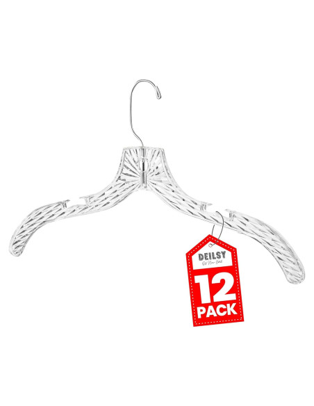 Juego de 12 Perchas de Plástico DEILSY para Ropa Transparente Juego de 12 Perchas de Plástico DEILSY para Ropa Transparente