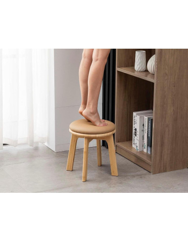 Taburete de Madera de Bambú PELYN Redondo 39.1 cm
