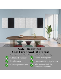 Paquete de 6 Paneles Acústicos ENSEPST 40x80 cm Gris Plateado 2