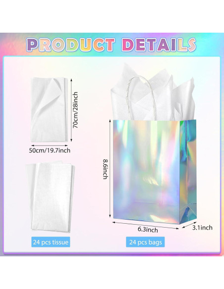 24 Bolsas de Regalo Iridiscentes con Asas 7.87x16x21.84cm 24 Bolsas de Regalo Iridiscentes con Asas 7.87x16x21.84cm