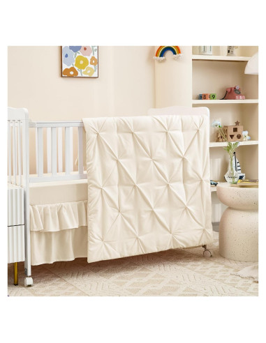 Juego de Ropa de Cuna 3 Piezas NacoMoco Microfibra Beige
