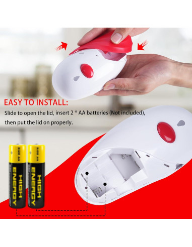 Abrelatas Eléctrico Harnyles Automático Rojo 170g Acero Inoxidable