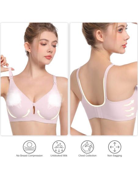 Sostenes de Lactancia Sin Costuras 2 Piezas Beige/Rosa Sostenes de Lactancia Sin Costuras 2 Piezas Beige/Rosa