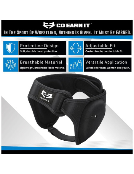 Headgear de Lucha Ajustable GANA LO QUE MERECES Negro Unisex Headgear de Lucha Ajustable GANA LO QUE MERECES Negro Unisex