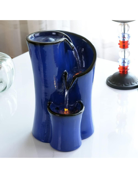 Fuente de Agua Interior GOSSI Cerámica Azul 24.9 cm LED Fuente de Agua Interior GOSSI Cerámica Azul 24.9 cm LED