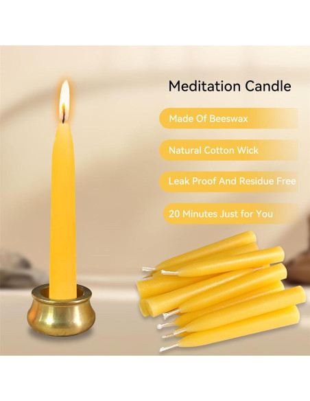 Juego de 30 Mini Velas de Cera de Abeja Gedengni para Meditación Juego de 30 Mini Velas de Cera de Abeja Gedengni para Meditación