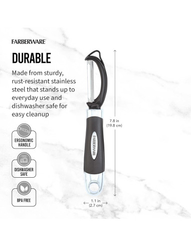 Pelador Euro Farberware Negro 20 cm, Acero Inoxidable