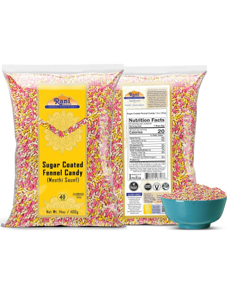 Caramelo de Hinojo Cubierto de Azúcar Rani 400g - Vegano y Kosher Caramelo de Hinojo Cubierto de Azúcar Rani 400g - Vegano y Kosher
