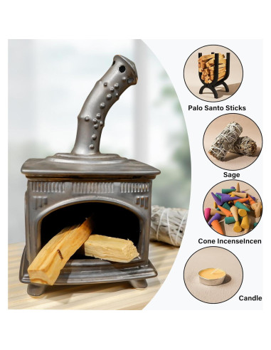 Soporte de Palo Santo de Cerámica MOUGIGI - Chimenea Gris Cobre