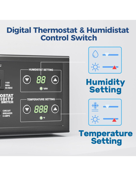 Termostato Ajustable ALORAIR THCS-10 Control Humedad y Temperatura Termostato Ajustable ALORAIR THCS-10 Control Humedad y Temperatura