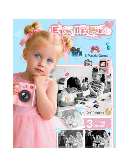 Cámara Instantánea MYSTILUCK X8D Rosa 1080P para Niños Cámara Instantánea MYSTILUCK X8D Rosa 1080P para Niños