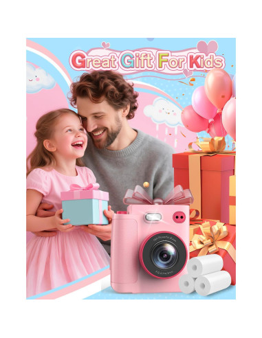 Cámara Instantánea MYSTILUCK X8D Rosa 1080P para Niños
