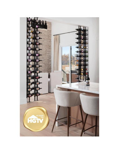 Exhibidor de Botellas de Vino Ultra - Montaje Piso a Techo, 21 Botellas, Negro