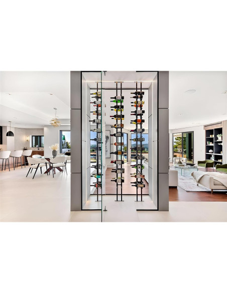 Exhibidor de Botellas de Vino Ultra - Montaje Piso a Techo, 21 Botellas, Negro Exhibidor de Botellas de Vino Ultra - Montaje Piso a Techo, 21 Botellas, Negro