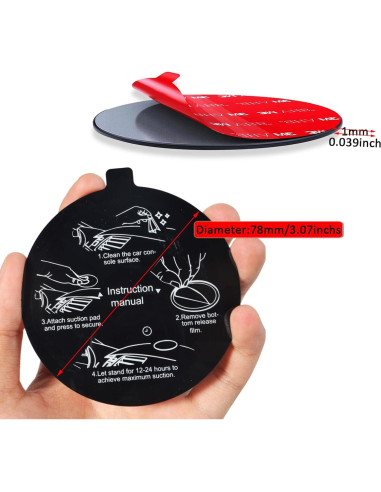 Soporte de Ventosa HYS para Auto - Almohadilla Adhesiva 78mm - Paquete de 3