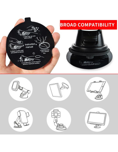 Soporte de Ventosa HYS para Auto - Almohadilla Adhesiva 78mm - Paquete de 3