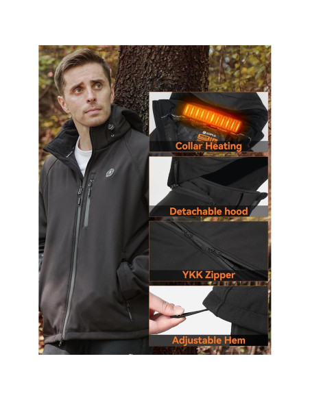Chaqueta Térmica KOPLO Impermeable para Hombres 14400mAh Chaqueta Térmica KOPLO Impermeable para Hombres 14400mAh