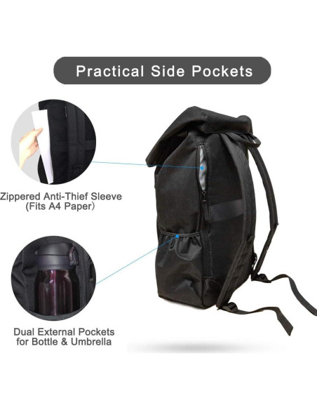 Mochila de Viaje Airlab 20L Resistente al Agua Negra Mochila de Viaje Airlab 20L Resistente al Agua Negra