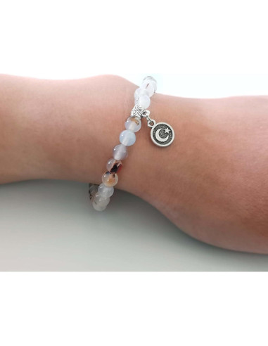 Pulsera de cuentas de oración 33 cuentas ágata blanca mujer