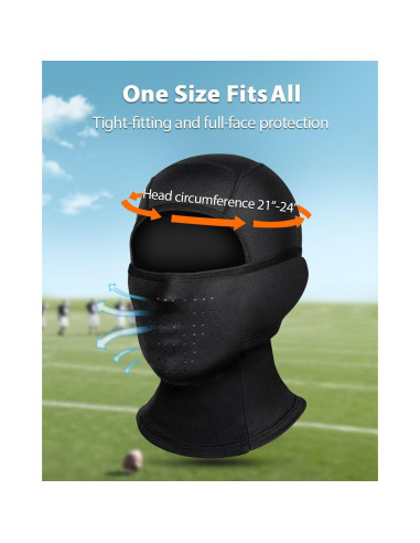 Balaclava RIGWARL Negra Unisex Transpirable y Secado Rápido