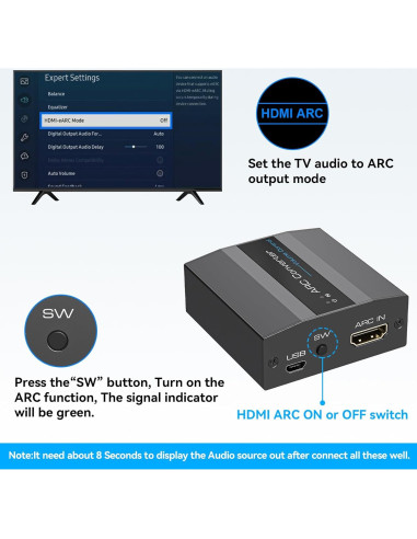 Adaptador HDMI ARC 4K 60Hz XPTSFDU con Audio L/R y 3.5mm