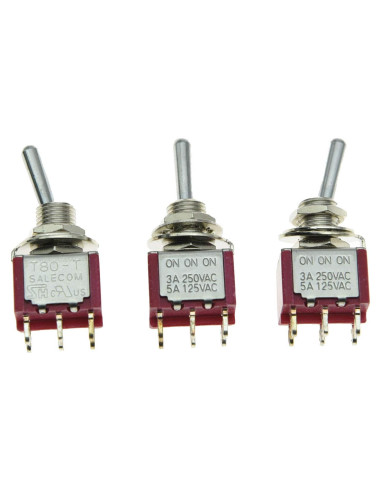 Interruptor Mini Toggle SALECOM 3 Posiciones ON/ON/ON 6 Pin