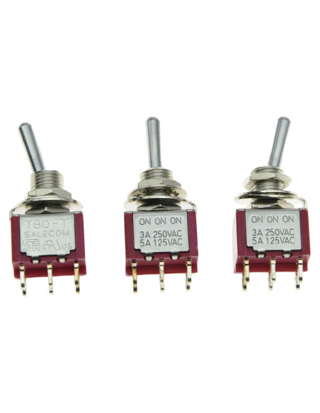 Interruptor Mini Toggle SALECOM 3 Posiciones ON/ON/ON 6 Pin Interruptor Mini Toggle SALECOM 3 Posiciones ON/ON/ON 6 Pin