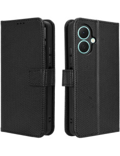 Funda de cuero PU Tecno Spark Go 2 Elubugod negra con soporte 2