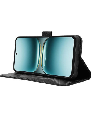 Funda de cuero PU Tecno Spark Go 2 Elubugod negra con soporte