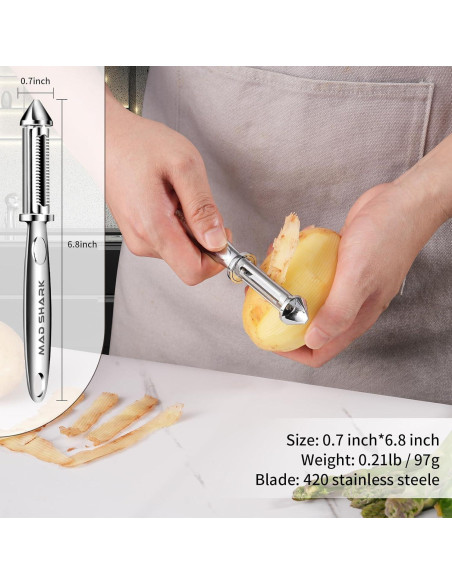 Pelador de Verduras MAD SHARK DJGP804 Acero Inoxidable 2 en 1 Pelador de Verduras MAD SHARK DJGP804 Acero Inoxidable 2 en 1