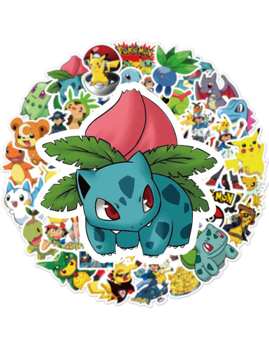 50 Calcomanías de Pokemon RUBANG Impermeables para Laptop y Bicicleta