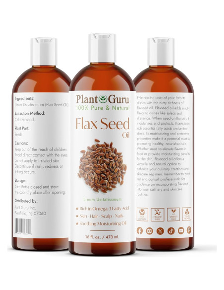 Aceite de Semilla de Lino 473 ml Prensado en Frío 100% Puro Aceite de Semilla de Lino 473 ml Prensado en Frío 100% Puro