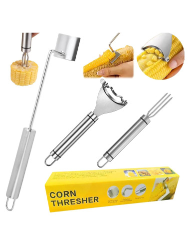 Pelador de Maíz 3PCS Tileu - Acero Inoxidable, Herramienta Desgranadora