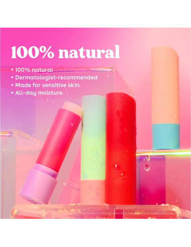 Bálsamo Labial 100% Natural eos - Fresa Durazno y Maracuyá Piña, Hidratación Todo el Día, 2 Paquetes