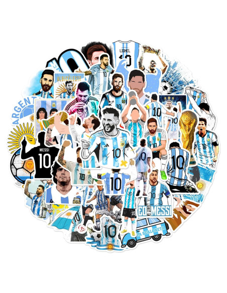 50 Stickers de Fútbol Messi PVC Impermeables para Decorar 50 Stickers de Fútbol Messi PVC Impermeables para Decorar