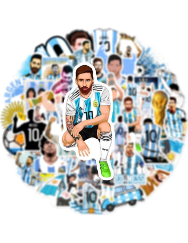 50 Stickers de Fútbol Messi PVC Impermeables para Decorar