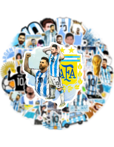 50 Stickers de Fútbol Messi PVC Impermeables para Decorar