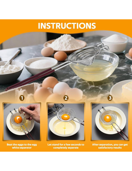 Separador de Huevos HCFGS de Acero Inoxidable con Mango Largo Separador de Huevos HCFGS de Acero Inoxidable con Mango Largo