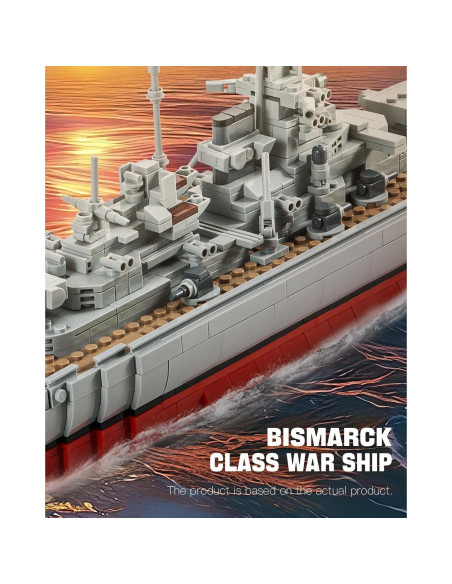 Kit de Bloques de Construcción Barco de Guerra Bismarck dOvOb 1602 Piezas Kit de Bloques de Construcción Barco de Guerra Bismarck dOvOb 1602 Piezas
