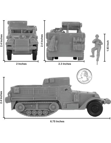 Vehículo Blindado M3 Halftrack BMC Toys WW2 con 4 Figuras