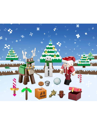 Calendario de Adviento Minecraft Mattel con 3 Figuras y 24 Sorpresas