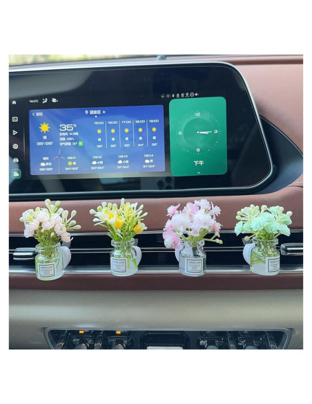 Juego de 4 Jarrones de Vidrio con Flores Artificiales para Auto Juego de 4 Jarrones de Vidrio con Flores Artificiales para Auto