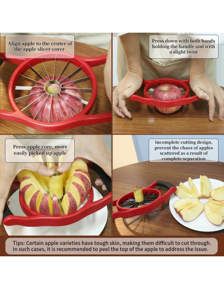 Cortador y Descorazonador de Manzanas Newness 16 Rebanadas Rojo Cortador y Descorazonador de Manzanas Newness 16 Rebanadas Rojo