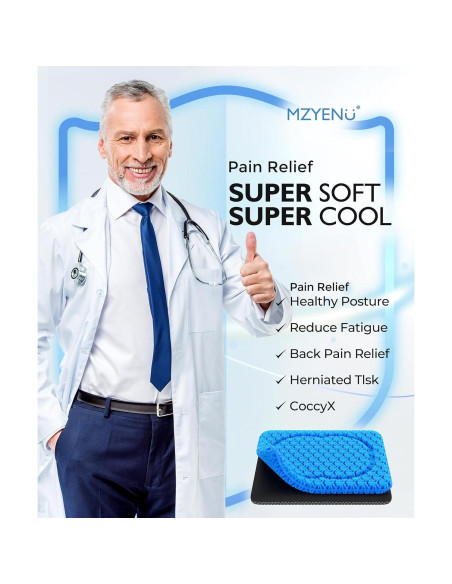 Cojín de Gel MZYENU para Silla y Coche, Alivio de Espalda Cojín de Gel MZYENU para Silla y Coche, Alivio de Espalda