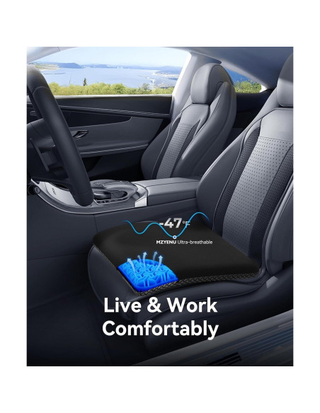Cojín de Gel MZYENU para Silla y Coche, Alivio de Espalda Cojín de Gel MZYENU para Silla y Coche, Alivio de Espalda
