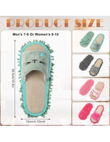 Zapatillas de Mopa Lavables Wesiti 4 Pares Microfibra Medianas